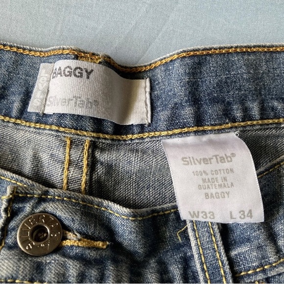 Levi’s SilverTab Jeans Mens 33x34 Wide Leg Baggy Y2K Skater Grunge Distressed - Picture 3 of 11